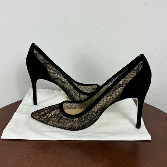 L'AGENCE Simone Lace Pumps in Black Lace/Suede Women's Size EU 39.5 - Picture 6 of 8